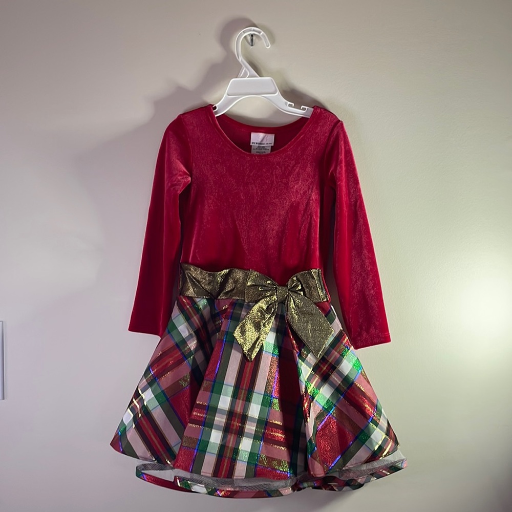Bonnie Jean Holiday Dress Color: Red Size: 4/4T